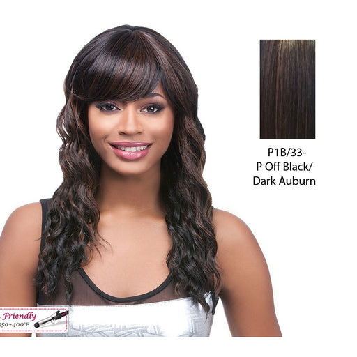Rita Synthetic Wig,Off Black Base With Dark Auburn Highlights