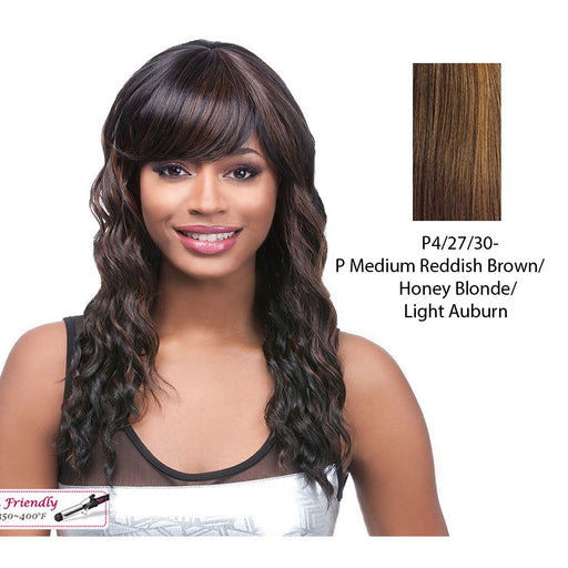 Rita Synthetic Wig,Streaked Blend Of Medium Brown, Strawberry Blonde, And Light Auburn