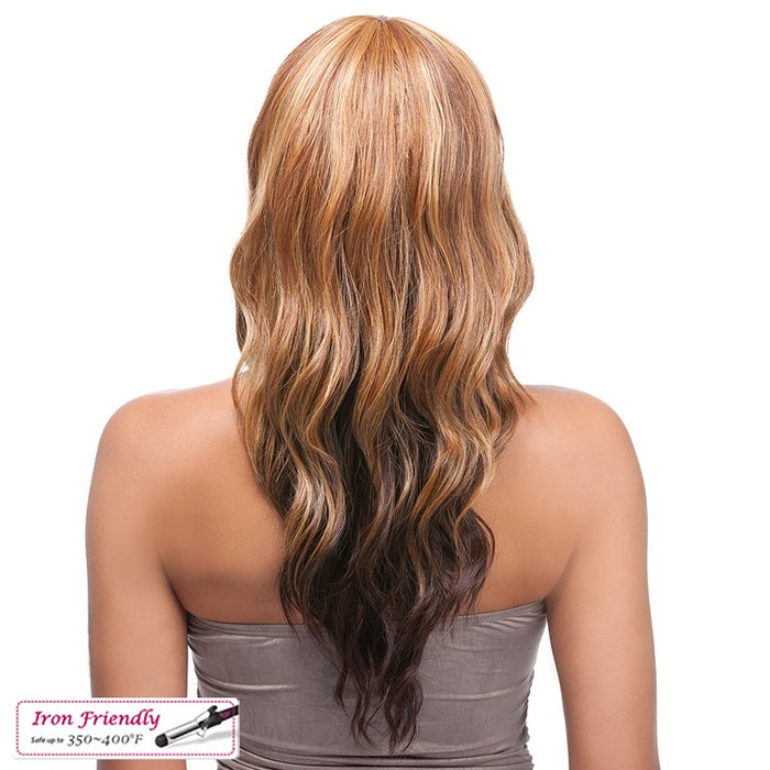 Futura Synthetic Quality Full Wig - Q-Silvia,Two Tone Frost Blend Of Strawberry Blonde Layer Over With Dark Aurban Bottom