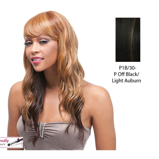 Futura Synthetic Quality Full Wig - Q-Silvia,Off Black Base With Light Auburn Highlights