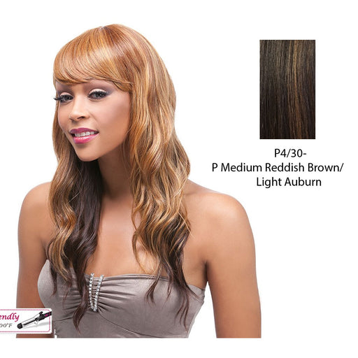 Futura Synthetic Quality Full Wig - Q-Silvia,Medium Brown Base With Light Auburn Highlights