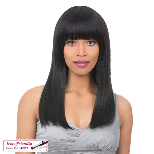 Slight Side Framed Cut Style With Heat Resistant Synthetic Wig - Raven,Off Black