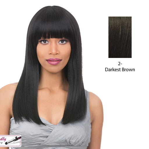Slight Side Framed Cut Style With Heat Resistant Synthetic Wig - Raven,Darkest Brown