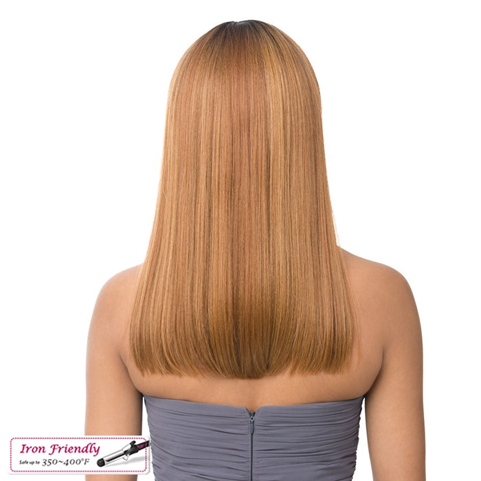 Slight Side Framed Cut Style With Heat Resistant Synthetic Wig - Raven,Two Tone Off Black + Strawberry Blonde + Light Auburn