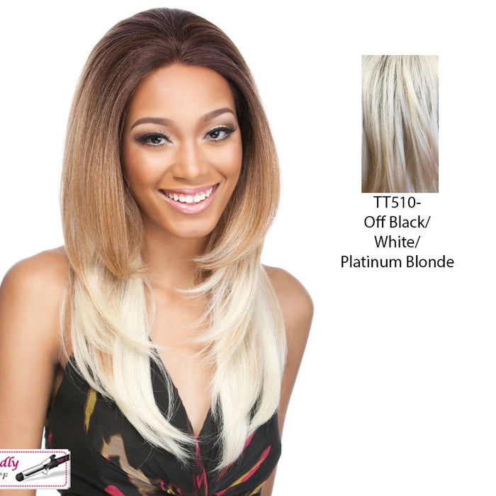Remi Touch Rt11 Lace Front Wig,Off Black Roots With White In The Middle And Platnium Blonde Ends
