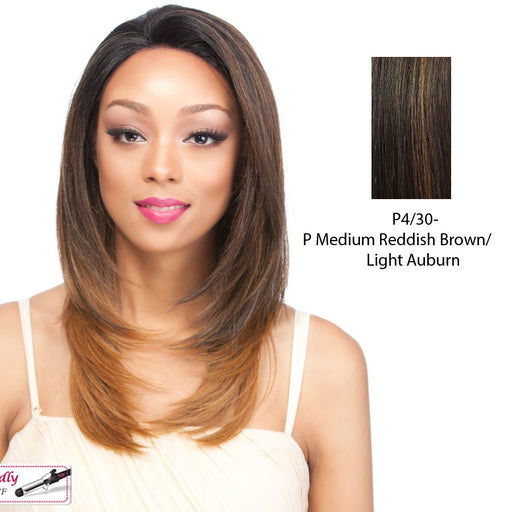 Remi Touch Rt9 Lace Front Wig,Medium Brown Base With Light Auburn Highlights
