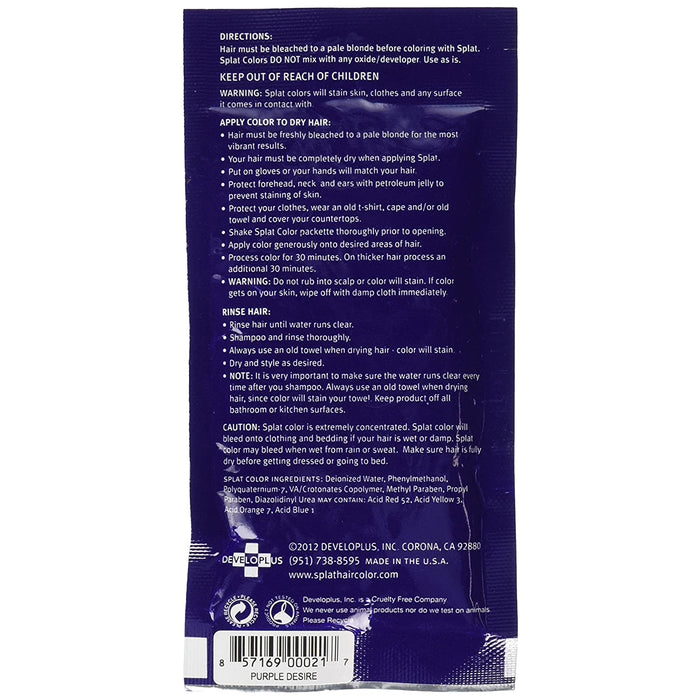 Splat Singles Hair Color Dye Foil Pack, Purple Desire, 1.5 Oz.