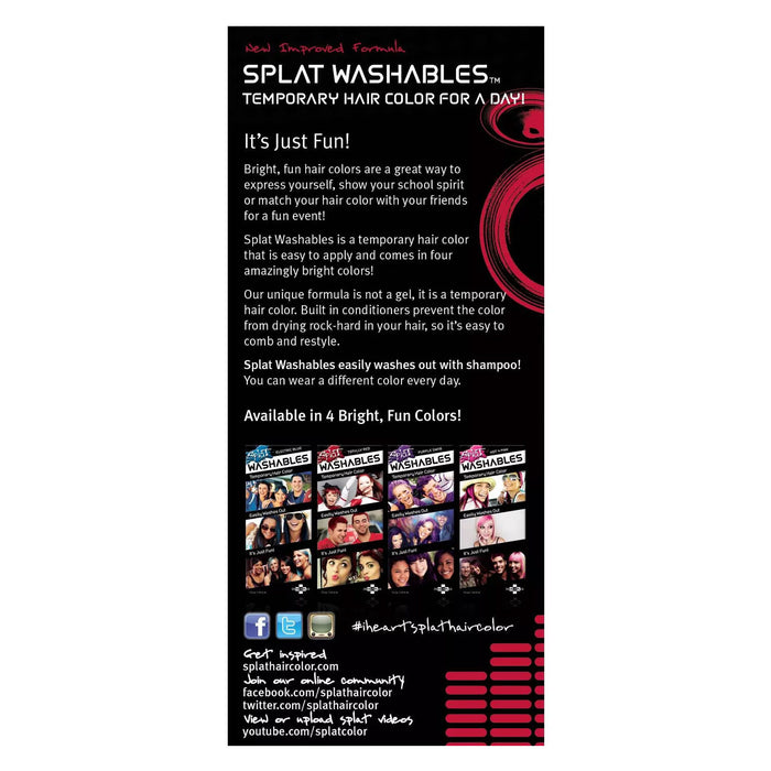 Splat Washables Temporary Hair Color, Totally Red