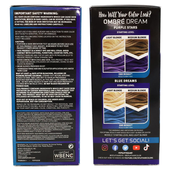 Splat Rebellious Colors Complete Kit, Ombre Dream 2 Colors, Purple Stars Blue Dreams