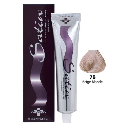 Developlus Satin Women's Ultra Vivid Fashion Hair Color, 7B Beige Blonde 3 Oz