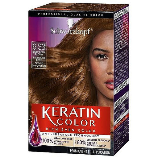 Schwarzkopf Keratin Color, Hair Color 6.33 Light Gold Brown