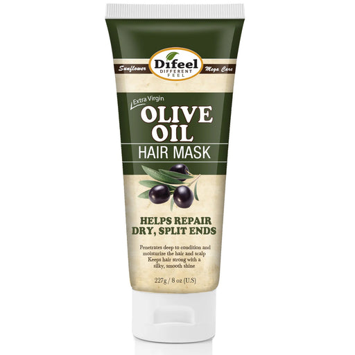 Difeel Extra Virgin Olive Oil Premium Hair Mask Hydrates and Repairs 8 Oz.