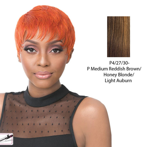 Iron Friendly Synthetic Wig - Simone,Streaked Blend Of Medium Brown, Strawberry Blonde, And Light Auburn