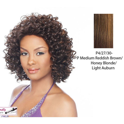 Simply Synthetic Hair Lace Wig Cookie,Streaked Blend Of Medium Brown, Strawberry Blonde, And Light Auburn