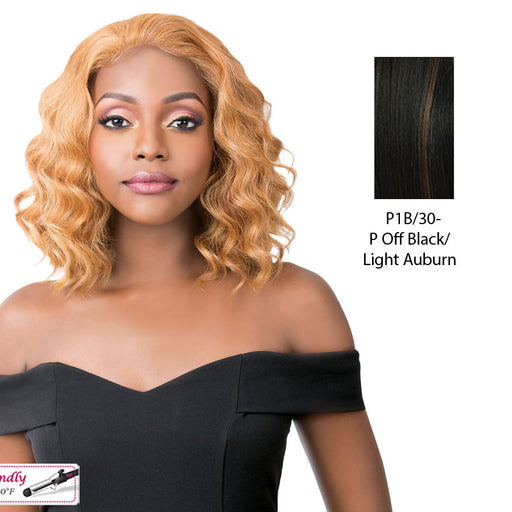 Synthetic Hair Lace Front Wig Simply Lace Tides Wave,Off Black Base With Light Auburn Highlights