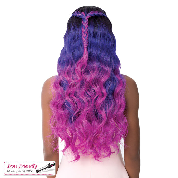 Synthetic 2020 Lace Front Wig Swiss Lace Crown Braid Bamba,Prizm Blue Violet
