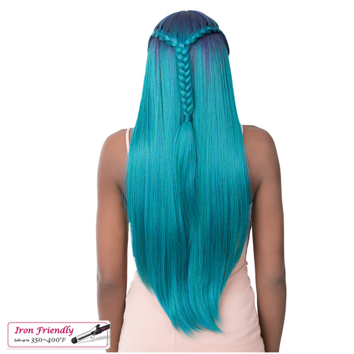 Ear To Ear Lace Front Wig Swiss Lace Crown Braid Dabo,Prizm Denim/Green