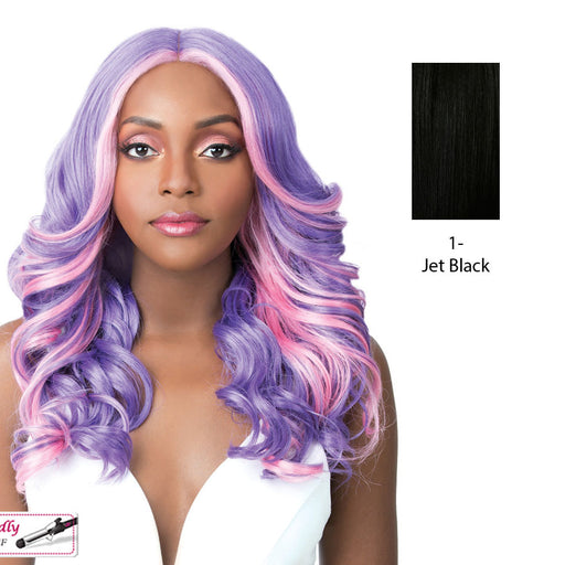 Swiss Lace Frida Lace Front & Lace Part Synthetic Wig,Black