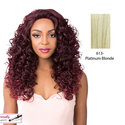 Iron Friendly, Super Wavy Style Soft And Silky Hand-Tied Frontal Swiss Lace Front Wigs - Swiss Lace Goldie,Platinum Blonde