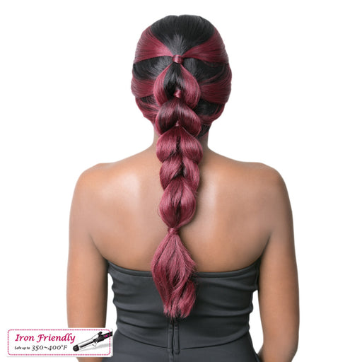 Synthetic Swiss Lace Front Wig Swiss Lace Heart Braid,Off Black Top With Burgundy Ends
