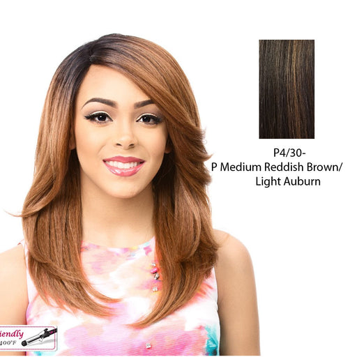Swiss Lace Front Wig Swiss Lace Justine,Medium Brown Base With Light Auburn Highlights