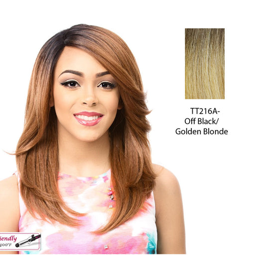 Swiss Lace Front Wig Swiss Lace Justine,Off Black Roots With Golden Blonde