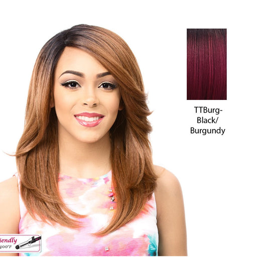 Swiss Lace Front Wig Swiss Lace Justine,Black Roots With Burgundy
