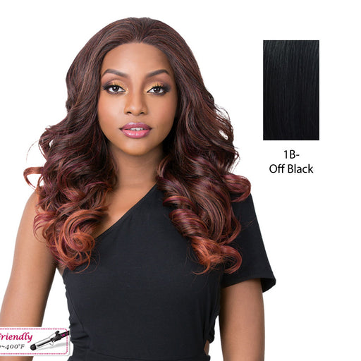 Synthetic Iron Friendly Ear To Ear Perfect Hairline Swiss Lace Front Wig Swiss Lace Kasandra,Off Black