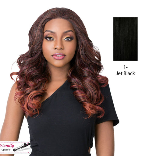 Synthetic Iron Friendly Ear To Ear Perfect Hairline Swiss Lace Front Wig Swiss Lace Kasandra,Black