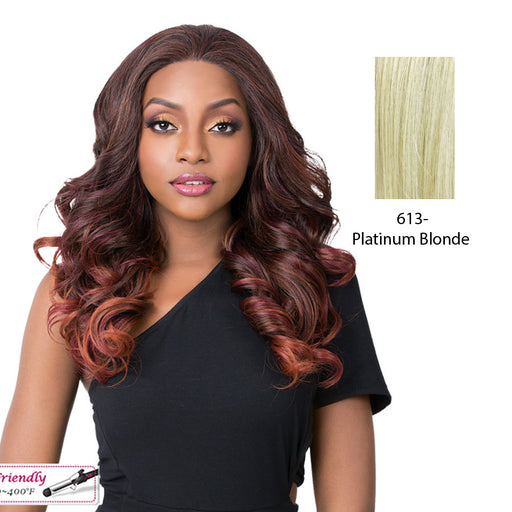Synthetic Iron Friendly Ear To Ear Perfect Hairline Swiss Lace Front Wig Swiss Lace Kasandra,Platinum Blonde