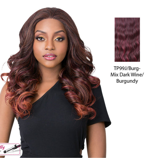 Synthetic Iron Friendly Ear To Ear Perfect Hairline Swiss Lace Front Wig Swiss Lace Kasandra,Tp99J/Burg