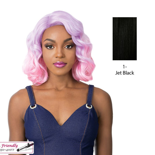 Swiss Lace Kaso Soft Wavy Bob Style With Side Part In Heat Resistant Synthetic Wig - Slkaso,Black