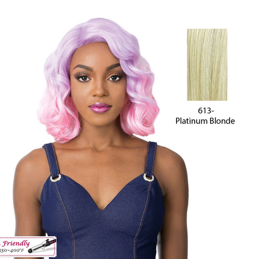Swiss Lace Kaso Soft Wavy Bob Style With Side Part In Heat Resistant Synthetic Wig - Slkaso,Platinum Blonde