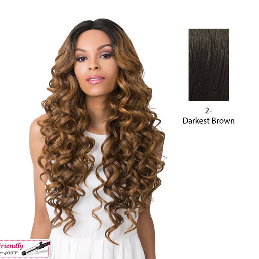 Synthetic Swiss Lace Front Wig - Swiss Lace Keeff,Darkest Brown