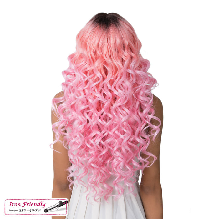 Synthetic Swiss Lace Front Wig Swiss Lace Keeff,Tt Peach Pink