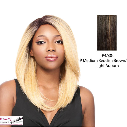 Swiss Lace Front Wig Swiss Lace Konis,Medium Brown Base With Light Auburn Highlights