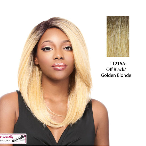 Swiss Lace Front Wig Swiss Lace Konis,Off Black Roots With Golden Blonde