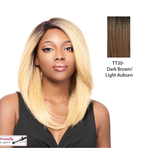 Swiss Lace Front Wig Swiss Lace Konis,Dark Brown Roots With Light Auburn