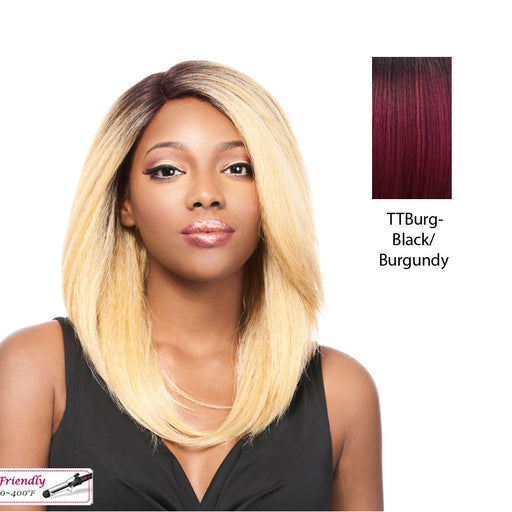 Swiss Lace Front Wig Swiss Lace Konis,Black Roots With Burgundy