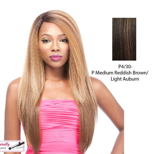 Lancy Lace Front Wig,Medium Brown Base With Light Auburn Highlights