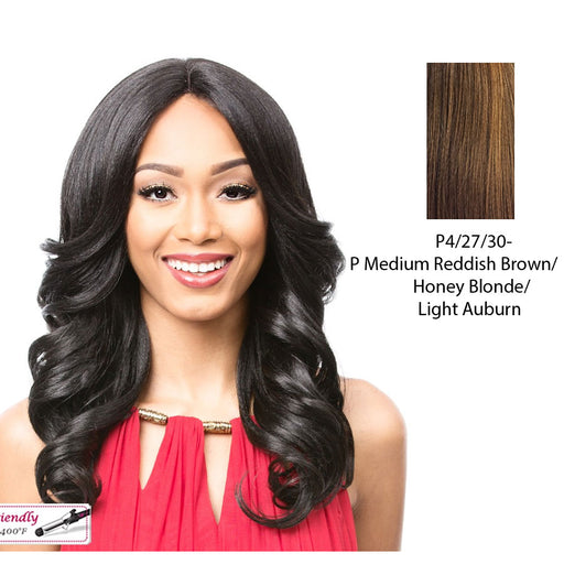Lovita Lace Front Wig,Streaked Blend Of Medium Brown, Strawberry Blonde, And Light Auburn