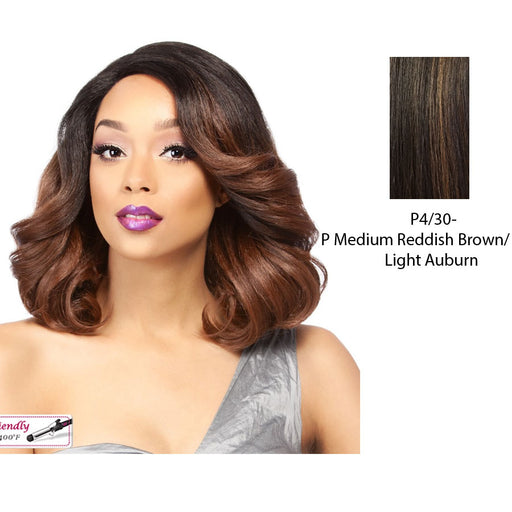 Synthetic Lace Front - Swiss Lace Maita,Medium Brown Base With Light Auburn Highlights