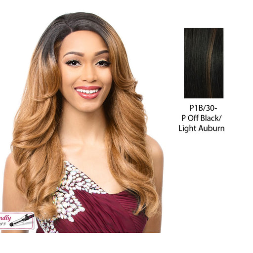 Swiss Lace Front Wig Montessa,Off Black Base With Light Auburn Highlights