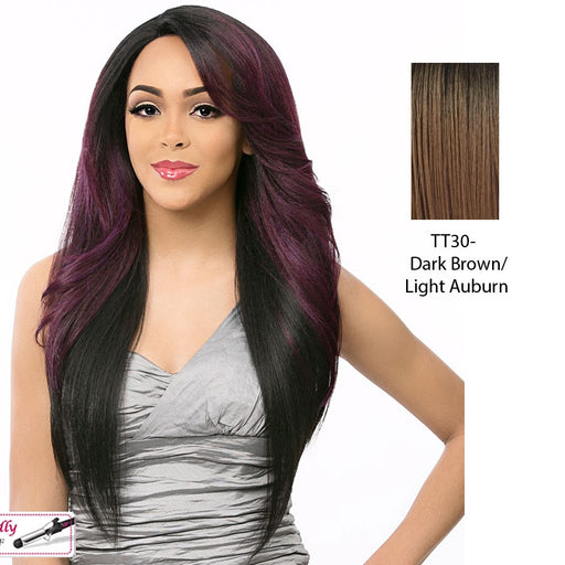 Swiss Lace Front Wig Swiss Lace Mujica,Dark Brown Roots With Light Auburn