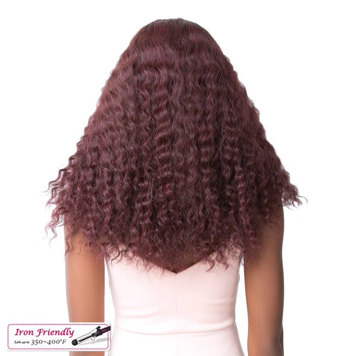 Lace Front Iron Friendiy Synthetic Swiss Lace Rhinestone Wig,Dark Wine