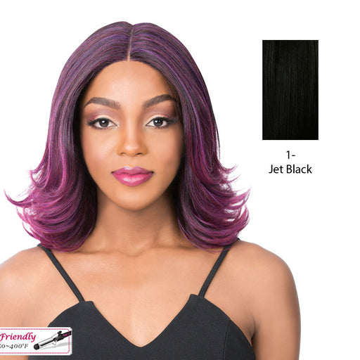 Synthetic Deep Center Parting Swiss Lace Front Wig_ Swiss Lace Serafina,Black