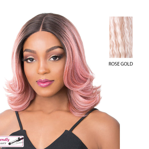 Synthetic Deep Center Parting Swiss Lace Front Wig_ Swiss Lace Serafina,Rose Gold