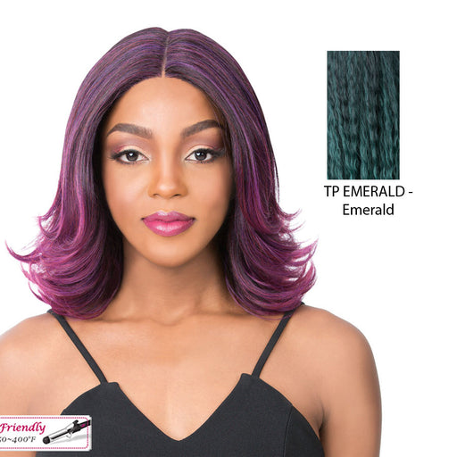 Synthetic Deep Center Parting Swiss Lace Front Wig_ Swiss Lace Serafina,Tp Emerald