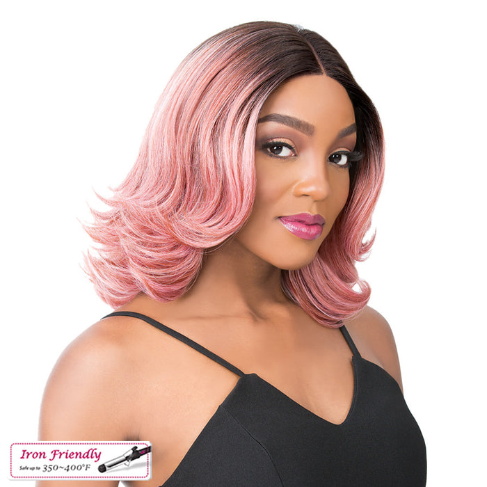 Synthetic Deep Center Parting Swiss Lace Front Wig_ Swiss Lace Serafina,Tt Autumn Pink