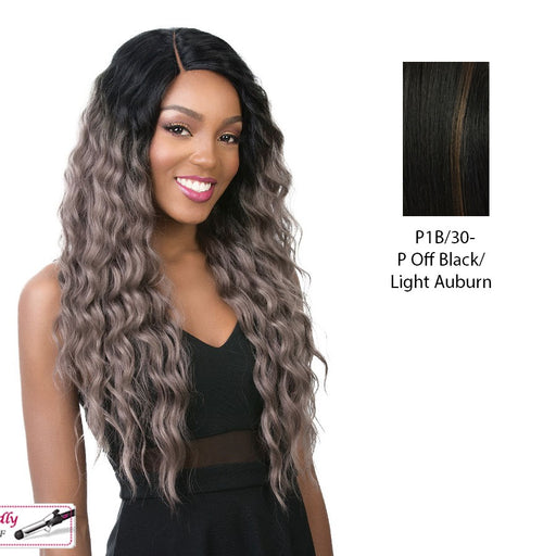 Iron Friendly Swiss Lace Front Wig Swiss Lace Sun Dance,Off Black Base With Light Auburn Highlights